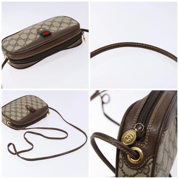 GUCCI GG Supreme Web Sherry Line Bag PVC Beige Gold 007 754 6112 40 Auth 139459 - Picture 16 of 16